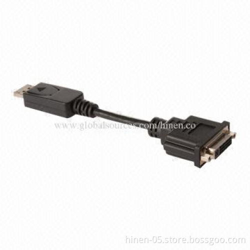 DisplayPort to DVI Cable Adapter, 15cm w/ IC, Supports DVI Highest Video Resolution 1080p
